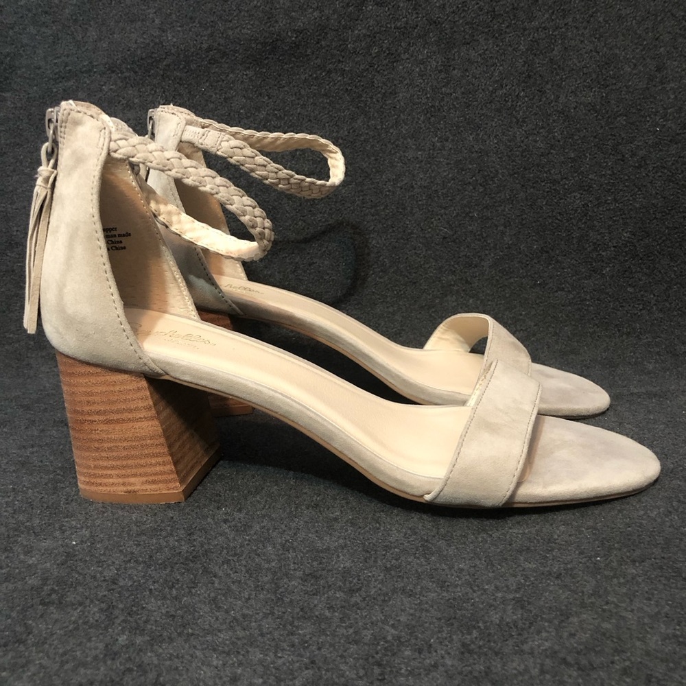 Seychelles Shoes Women’s Fury Block Heel Beige Suede Tassel Zip Sandals Size 11